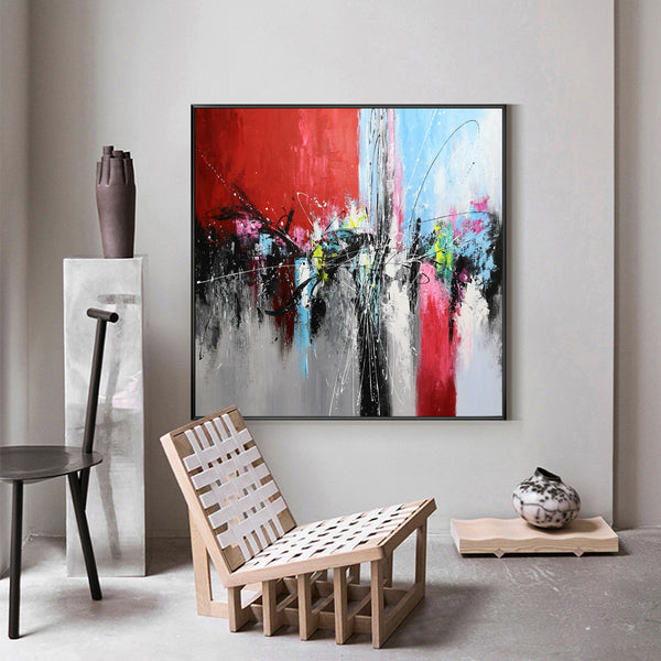 Square Abstract Art Modern Canvas Wall Art Living Room Canvas Art