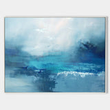 Abstract Ocean Painting Large Coastal Wall Art Blue Seascape Oil Painting