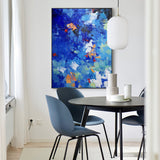 36 x 48 Navy Blue Wall Art Bright Coloured Artwork Multicolor Wall Painting