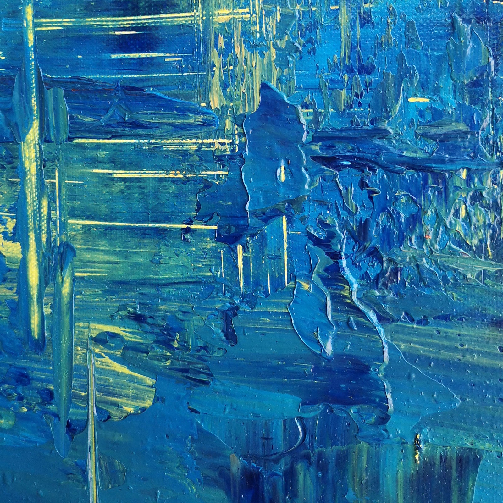 40 x 40 Blue And Yellow Abstract Wall Art Square Modern Abstract
