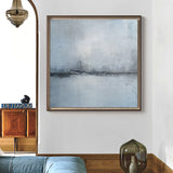 40 x 40 Square Abstract Beach Painting Light Blue Abstract Wall Art