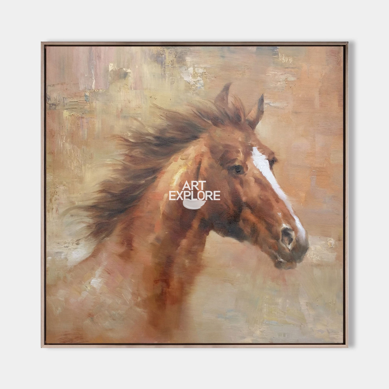 Brown Horse Painting Wild Horse Painting Canvas Large Handmade Horse Wall Art Oversized Painting