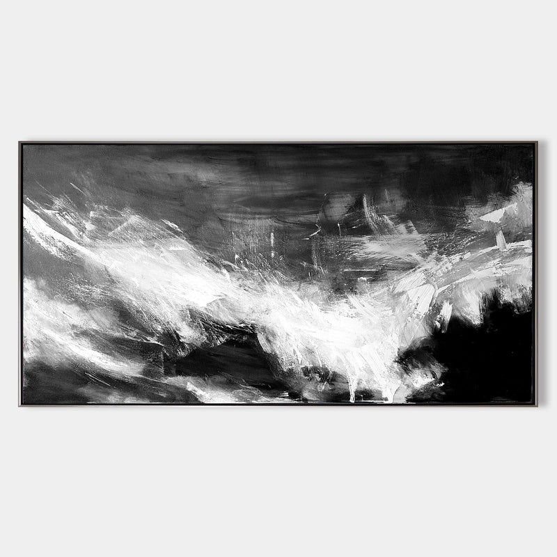 Large Black White Abstract Painting Big Canvas Art For Living Room