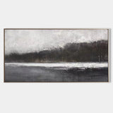 Large Black And White Abstract Art, Landscape Canvas Wall Art Modern Acrylic Painting For Sale