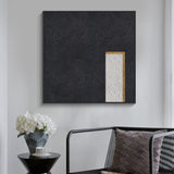 Minimalist Painting Black And White Textured Painting On Canvas Wall Art For Bedroom