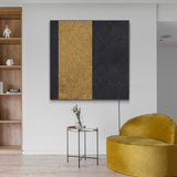 Large Trendy Minimalist Painting Minimal Acrylic Painting Black Gold