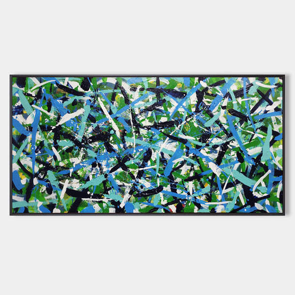 67'' X 32'' Modern Green Large Wall Art Abstract Panoramic Paintings Artwork