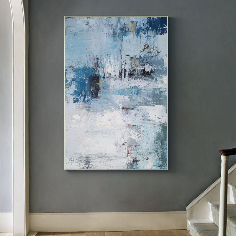 Large Blue Acrylic Abstract Painting Abstract Seascape Paintings Modern Abstract Painting