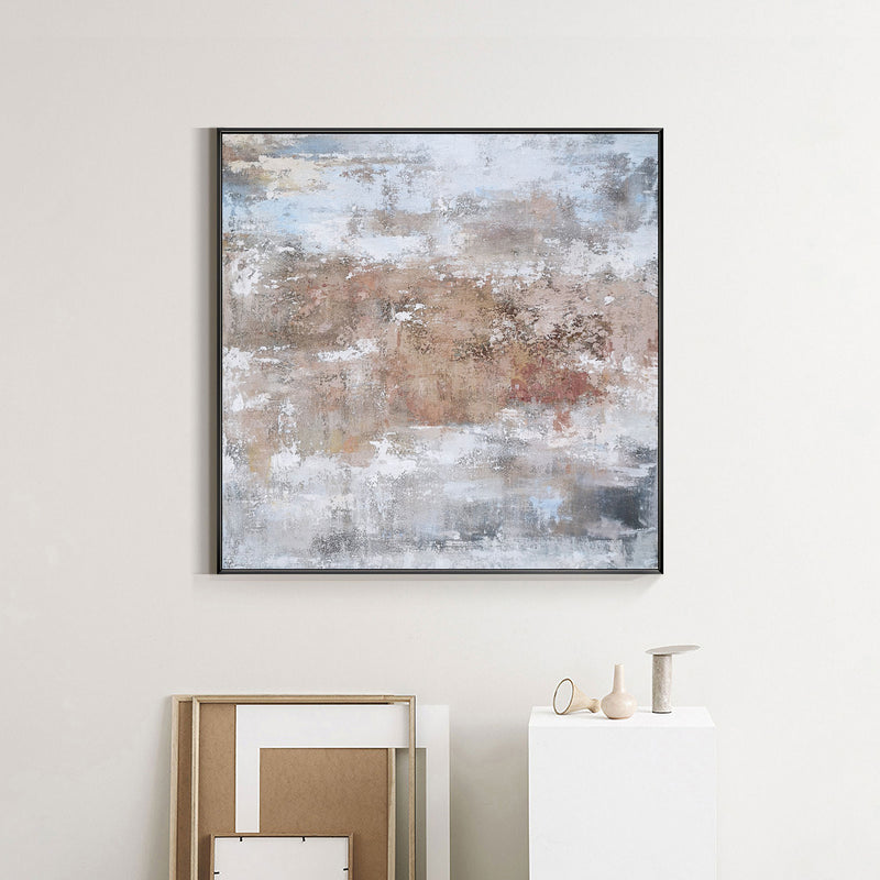 Square Grey And Rust Abstract Canvas Art Contemporary Textured Painting