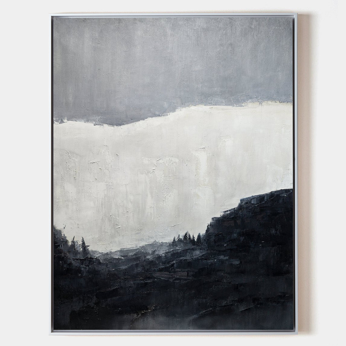 Black White Abstract Landscape Art Extra Large Black White Minimalist Canvas Art
