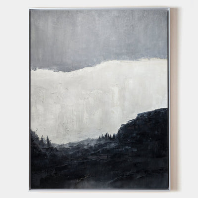 Black White Abstract Landscape Art Extra Large Black White Minimalist Canvas Art