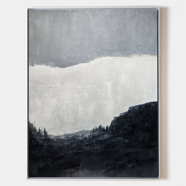 Black White Abstract Landscape Art Extra Large Black White Minimalist Canvas Art