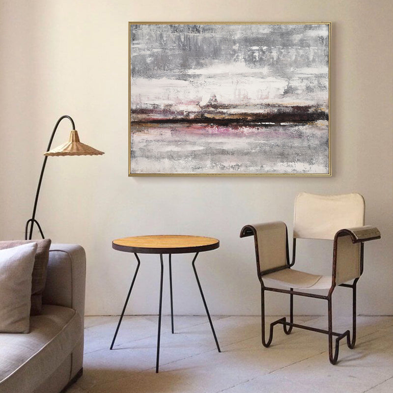 Large Grey Abstract Canvas Wall Art Abstract Beach Painting Modern Abstract Painting