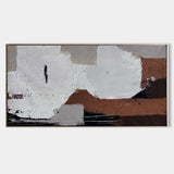 Brown Grey Abstract Art, Japandi Canvas Wall Art Large Abstract Acrylic Painting For Sale