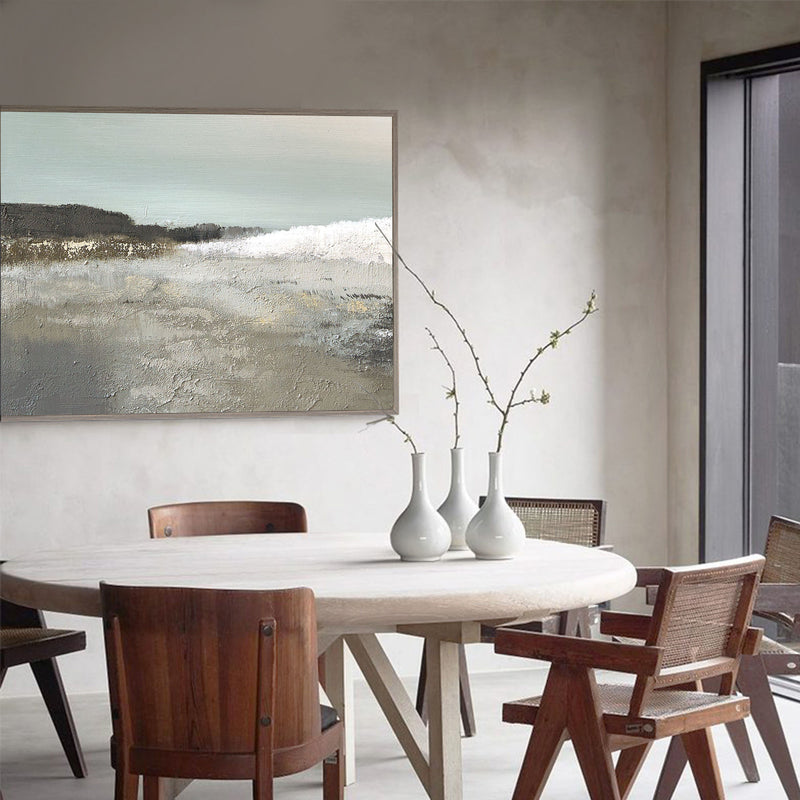 Abstract Beach Paintings On Canvas Original Acrylic Large Modern Seascape Paintings For Living Room