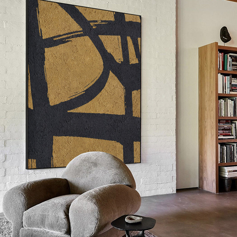 Buy Abstract Minimalist Painting Black And Gold Artwork Art For Living Room