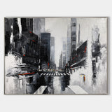 Acrylic City Landscape Painting Big Abstract Cityscape Painting Black And White