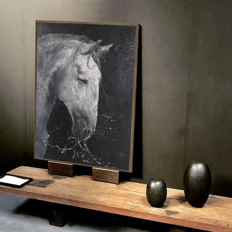 Abstract Black And White Horse Art Large Horse Canvas Art Modern Horse Paintings For Sale