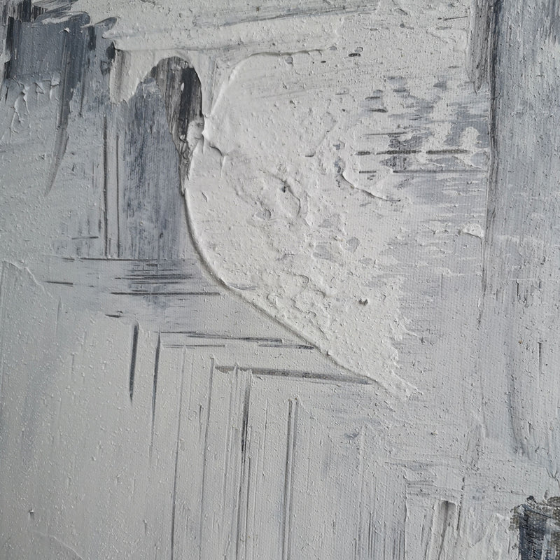 36 x 48 Vertical Blue White And Grey Wall Art Abstract Skyline Painting