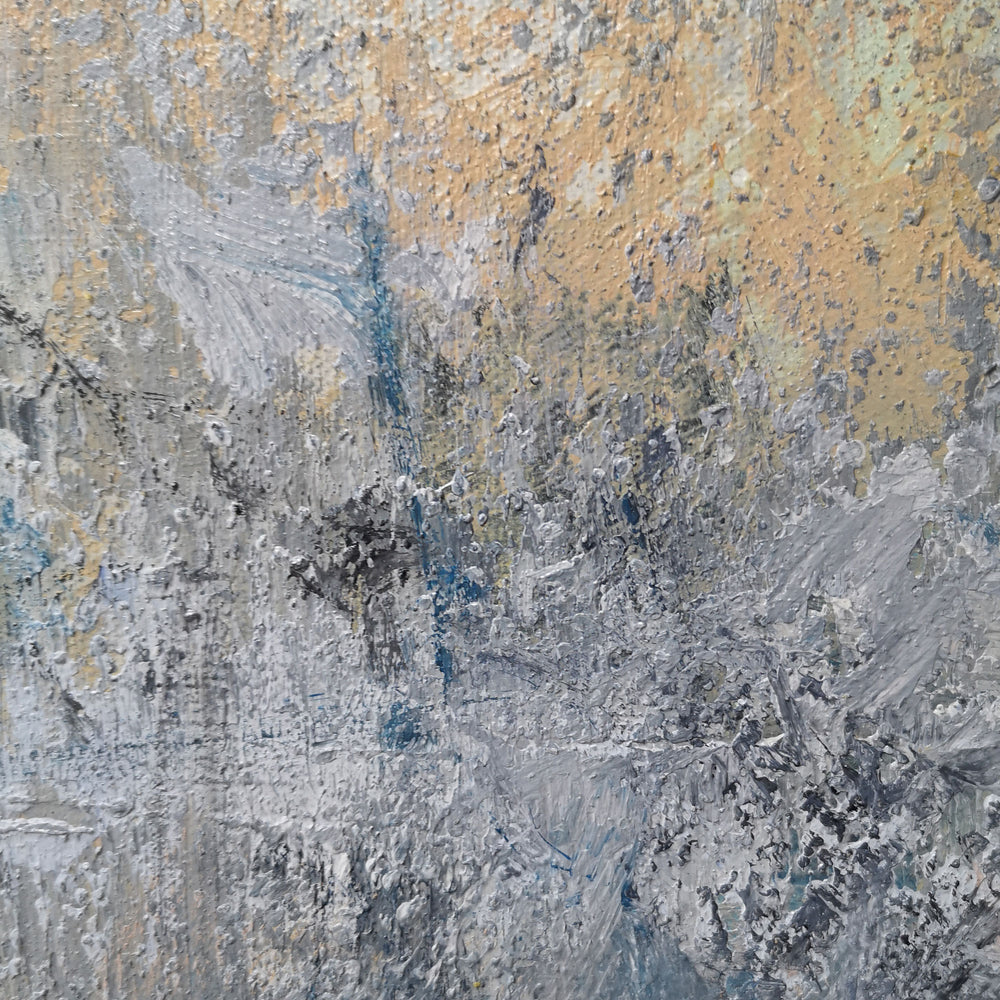 36 x 48 Grey And Yellow Canvas Art Acrylic Abstract Landscape Painting