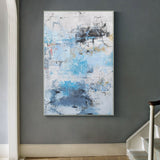 Large Abstract Painting On Canvas Blue And White Art Canvas Modern Huge Abstract Canvas Art