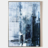 Navy Blue Abstract Wall Art Large Vertical Art Blue And White Abstract Art