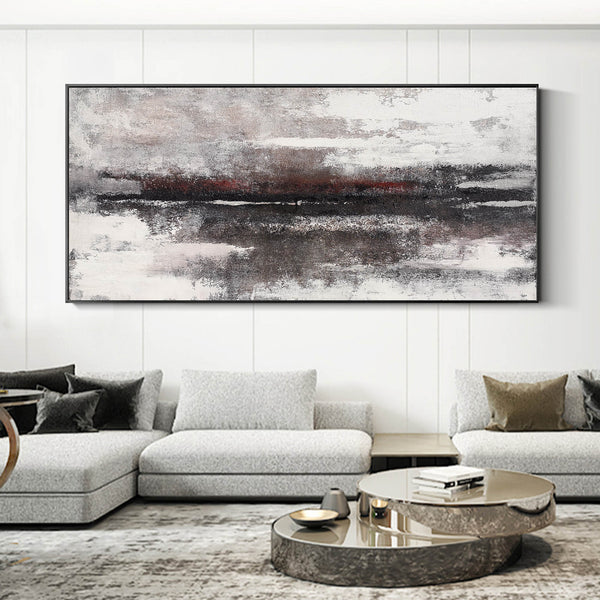 Huge Black And White Beach Wall Art Panoramic Modern Coastal Artwork Acrylic Oversized Coastal Wall Art