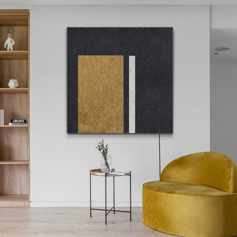 Black Minimalist Painting Oversized Painting Canvas Gold Minimalist Painting