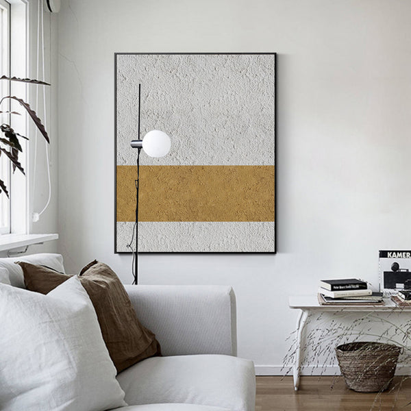 Large Contemporary Art Extra Large Minimalist Painting Glod White Black Abstract