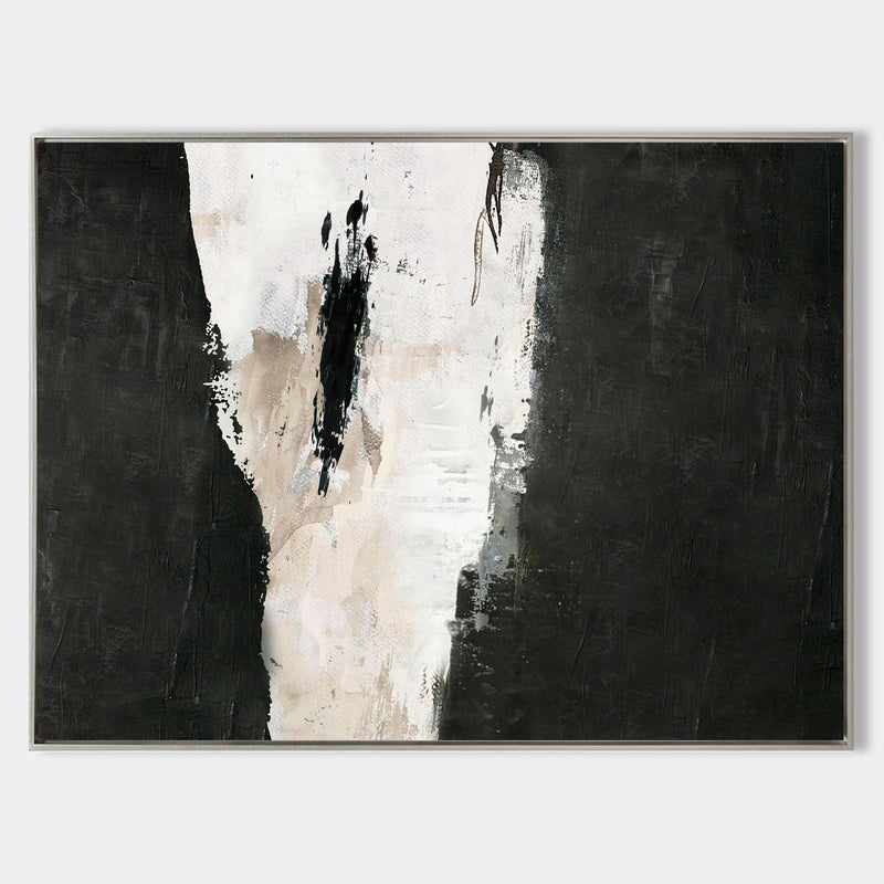 Black Abstract Art Oversized Modern Canvas Art Long Horizontal Wall Art