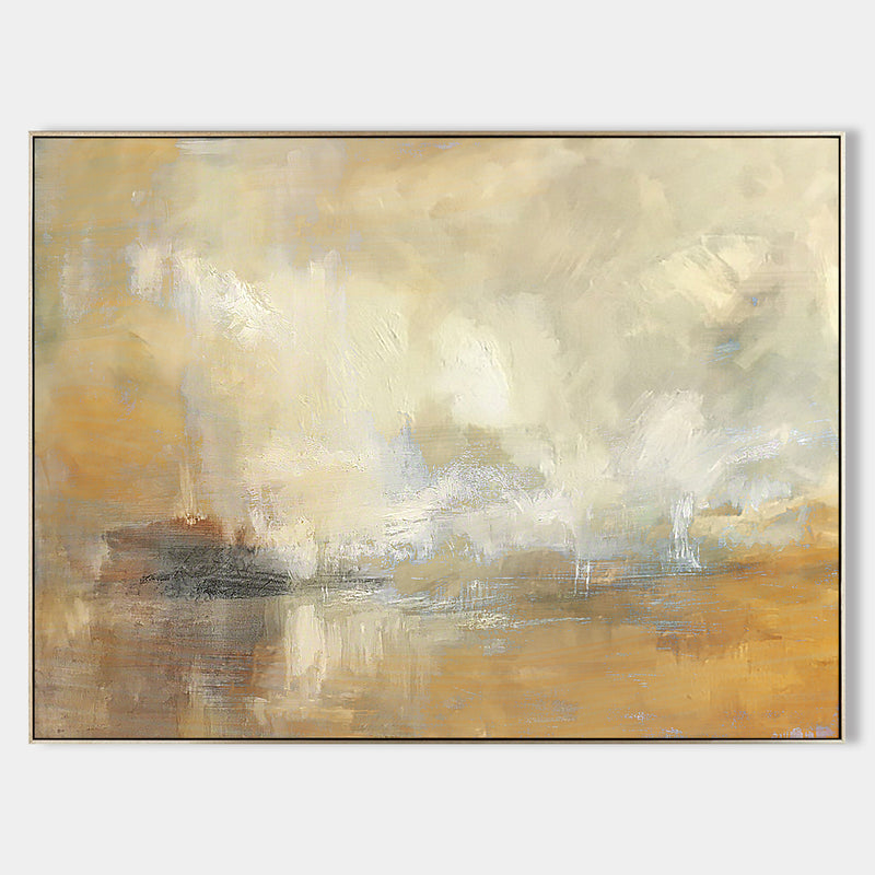 Abstract Beach Art Large Coastal Wall Art Beach Scene Painting Framed Beach Wall art