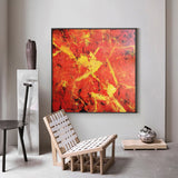 40 x 40 Square Red Canvas Wall Art Modern Abstract Acrylic Painting