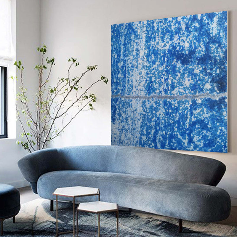 40 x 40 Blue Abstract Art Modern Abstract Painting BLue And White