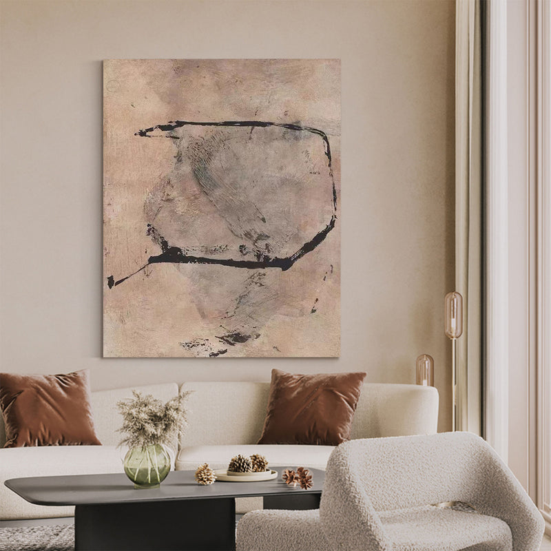 Wabi-sabi Canvas Wall Art Taupe Minimalist Acrylic Painting Large Canvas Art For Livingroom