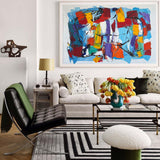 Colorful Abstract Art Large Modern Interior Canvas Art Long Horizontal Wall Art For Home Decor