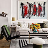 Black And Red Abstract Art Large Modern Interior Canvas Art Long Horizontal Wall Art For Home Decor