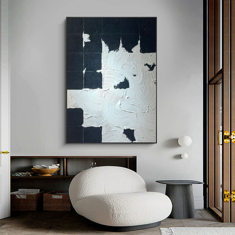 Extra Large Canvas Wall Art, Black and White Wall Art,Original Wall Art Oil Painting For Sale