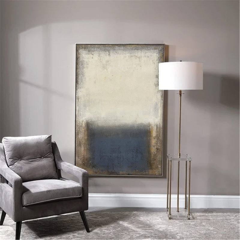 Beige And Blue Minimalist Acrylic Painting On Canvas Extra Large Beige Minimal Canvas Art Abstract Abstract Minimalist Modern Wall Art