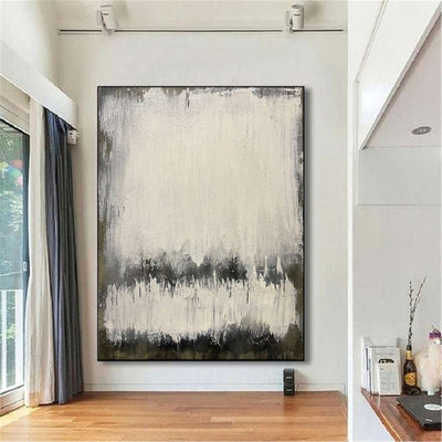 Grey White Abstract Minimalist Painting On Canvas Extra Large Vertical Wall Art Modern Canvas Art