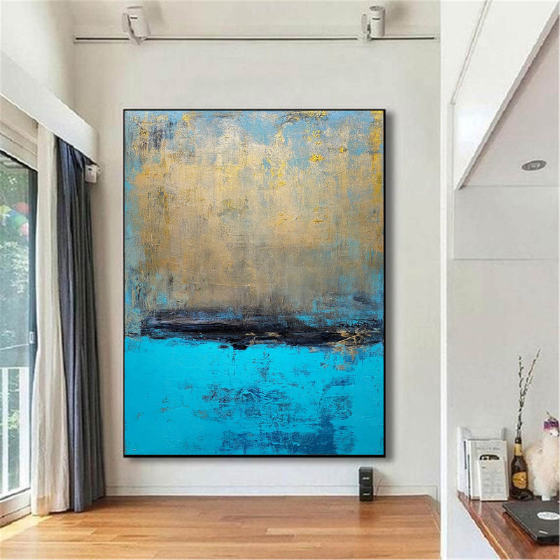 Large Abstract Ocean Acrylic Painting Modern Seascape Painting On Canvas Vertical Oversized Sea Scenery Canvas Art