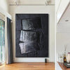 Black wall art 3D Black Minimalitst Art Black Abstract art Black 3D Textured Canvas Painting