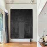 Black 3D Textured Painting Black 3D Minimalist Painting Large Black Canvas Wall Art For Sale