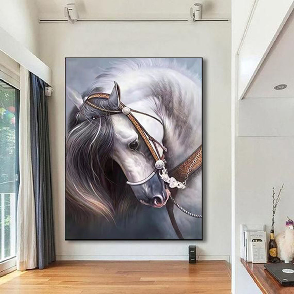 Modern Large White Horse Oil Painting Wild Horse Canvas Art Modern