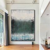 Green Abstract Acrylic Painting On Canvas Extra Large Abstract Canvas Art Grey Modern Wall Art