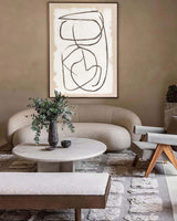 Minimalist Canvas Art Modern Beige Abstract Art Minimalist Black Line Painting For Livingroom