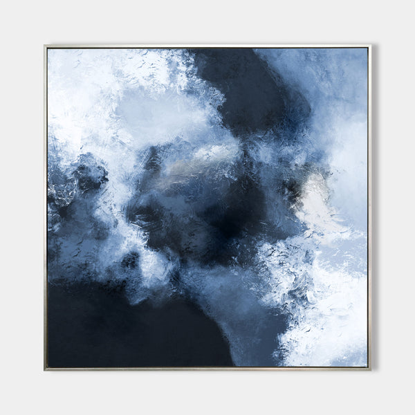 Blue Abstract Art Large Square Blue Wall Art Oversize Canvas Art Textured