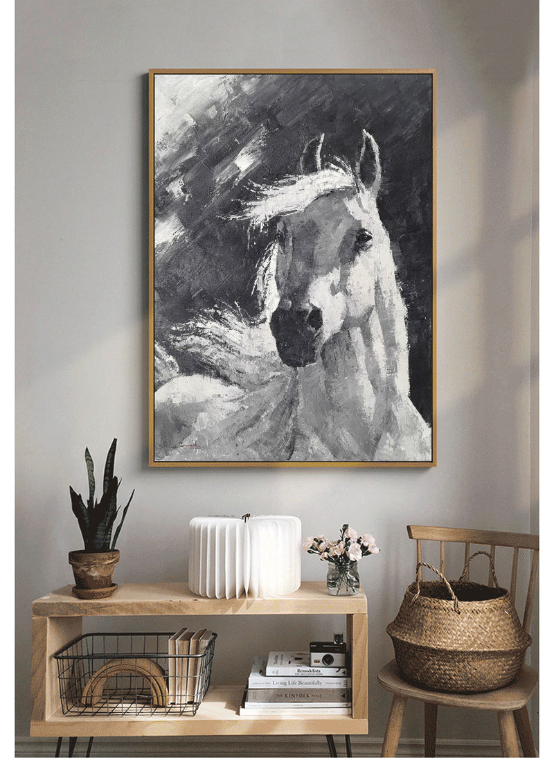 Black And White Horse Painting Abstract Horse Art Contemporary Horse Art