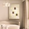 Wabi-sabi Beige Plaided Canvas Art Large Minimalist Wall Art Beige Acrylic Painting For Sale