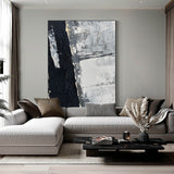 Black Grey Abstract Canvas Wall Art Large Abstract Art Black Grey Abstract Acrylic Painting For Sale
