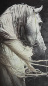 Large White Horse Oil Painting Wild Horse Canvas Art Black and White Horse Painting For Sale